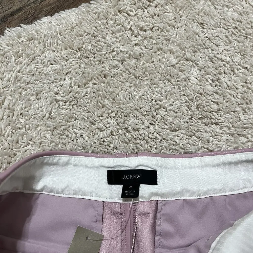 J.crew Size 4 Pink Vegan Leather Cuffed High-Rise Loose Wide Leg Shorts NWT